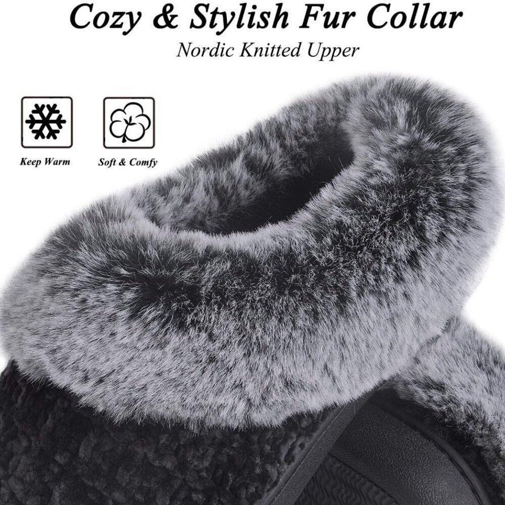 Women's Memory Foam Moccasin Slippers Micro Suede Breathable Faux Fur - Picture 3 of 7